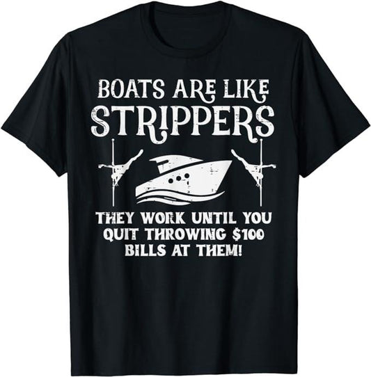 Boats Are Like Work Until Funny Captain Yacht Owner Ship Men T-Shirt Top Casual Cotton