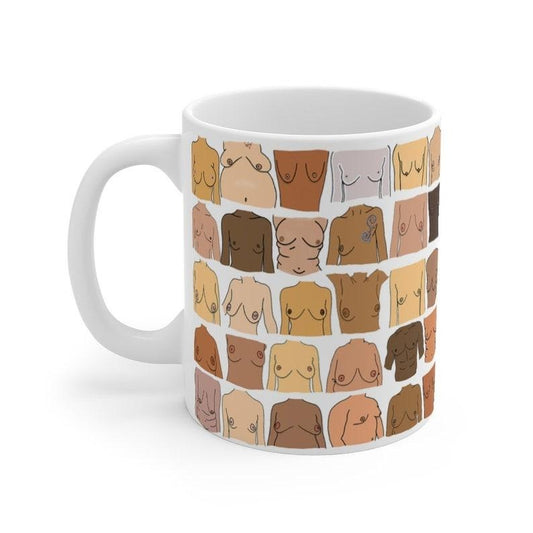 Body Positive,Boob Art,Boobie Mug,Boob Mug,Breast Cancer Survivor Gift,Boobies Mug,Funny Coffee Mug,Latte Mug