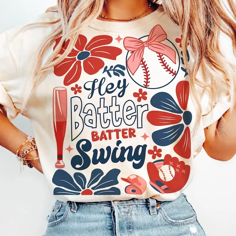 Boho Baseball Batter Batter Swing Tshirt, Retro Checkered Baseball Coquette Shirt, Game Day Baseball Coquette Tee,Funny Baseball Game Day