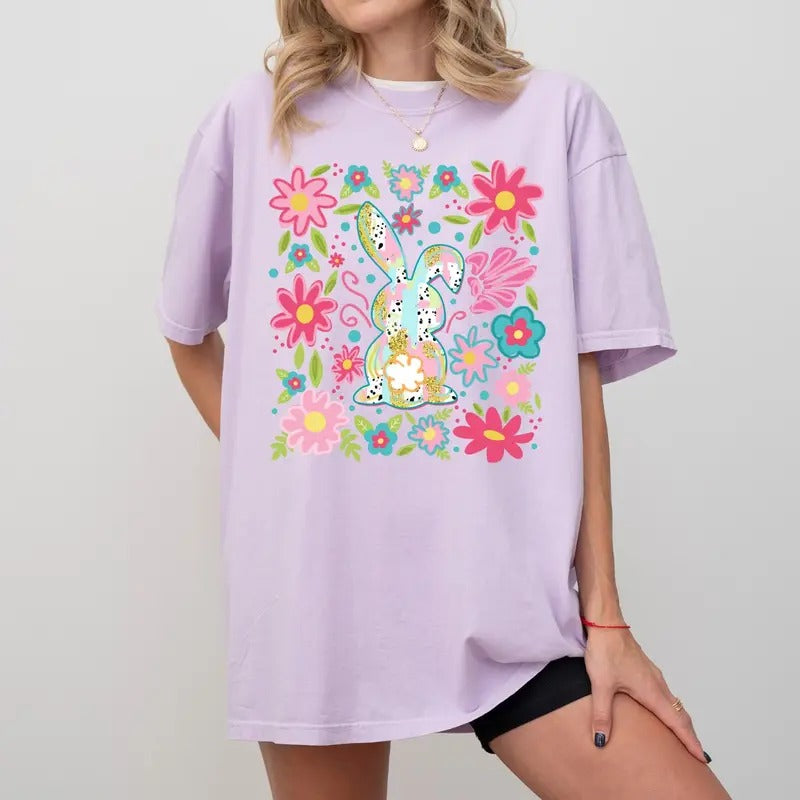 Boho Bunny Easter Tee, Comfort Colors Easter T-Shirt