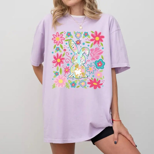 Boho Bunny Easter Tee, Comfort Colors Easter T-Shirt
