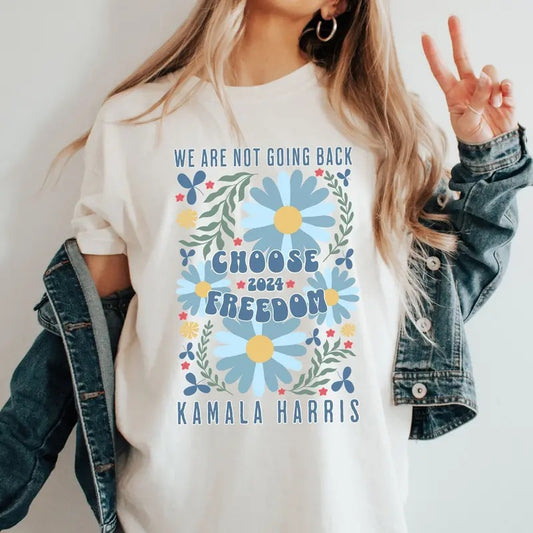 Boho Kamala Harris 2024 Comfort Colors Shirt, Madam President Wildflower Shirt, Democrat Election T-shirt, Equal Rights, Vote Blue