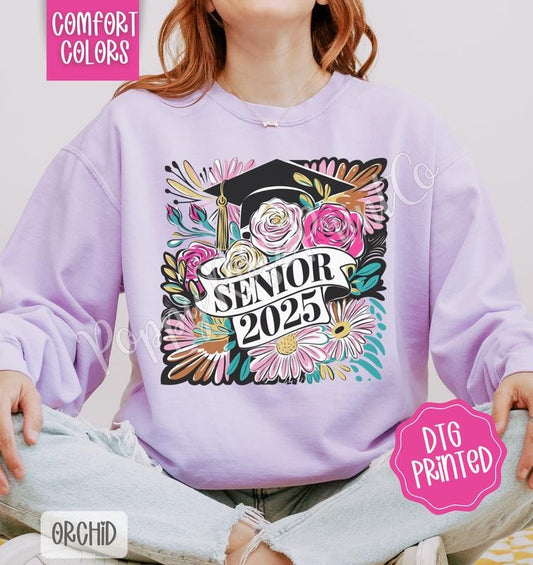 Boho Senior Comfort Colors Sweatshirt, Cute Floral Sweater, Graduation Crewneck, Gift for Her