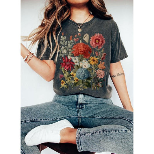 Boho Wildflowers Cottagecore Shirt , Gift For Her, Comfort Colors Shirt, Whimsigoth , Plant Shirts , Gift For Women