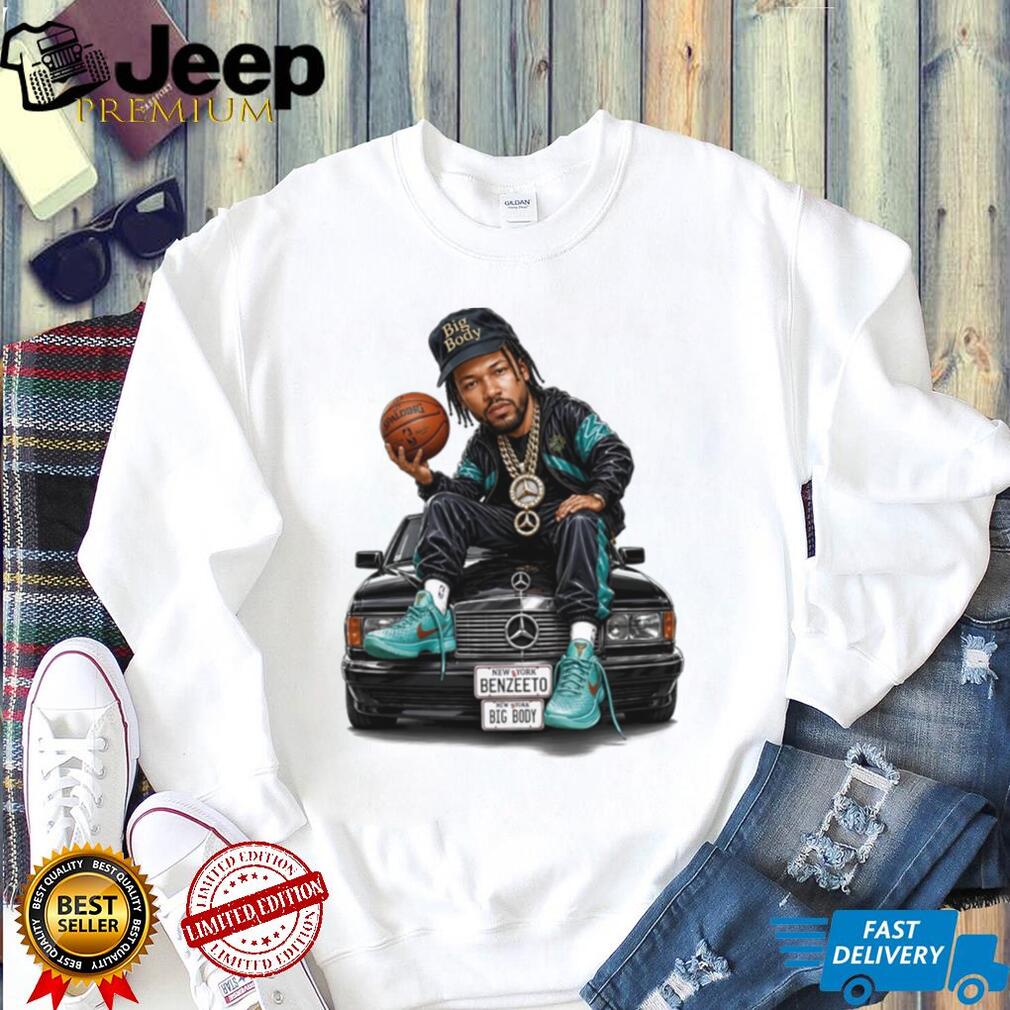 Boldy James on black Mercedes Benz vintage shirt