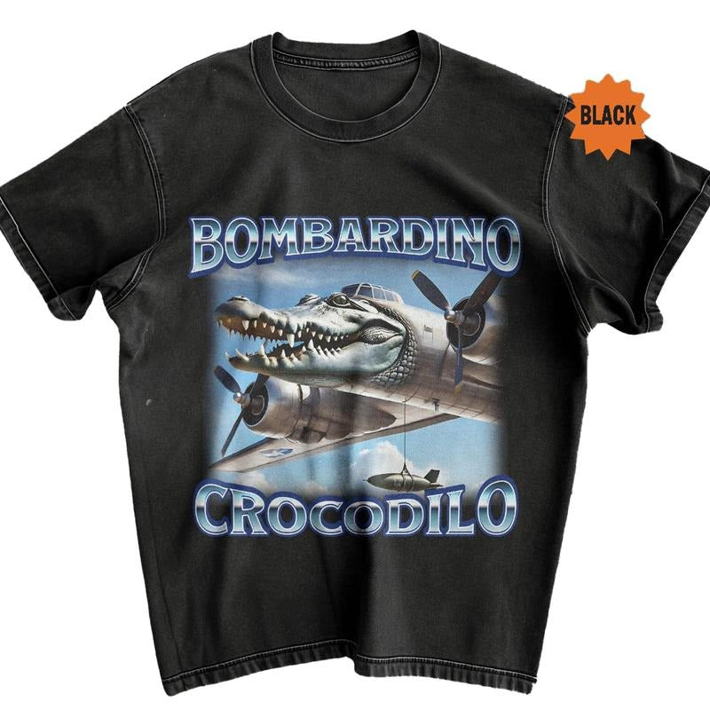 Bombardino Crocodilo Funny Brain Rot shirt, Bootleg Rap Tee, Meme Shirt, Crocodile Tee, Trending Tee, funny summer t-shirts