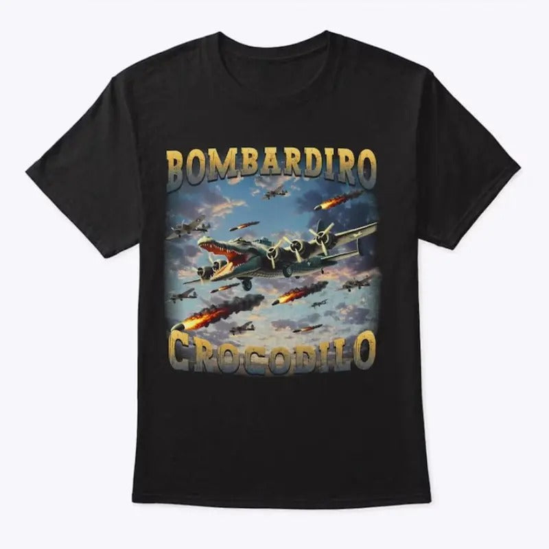 Bombardiro Crocodilo Funny Brain Rot T-shirt, Meme Shirts, Stupid Gifts, Weird Clothes, Unhinged Tee, Crocodile Tshirt, Gift for Him, funny summer t-shirts