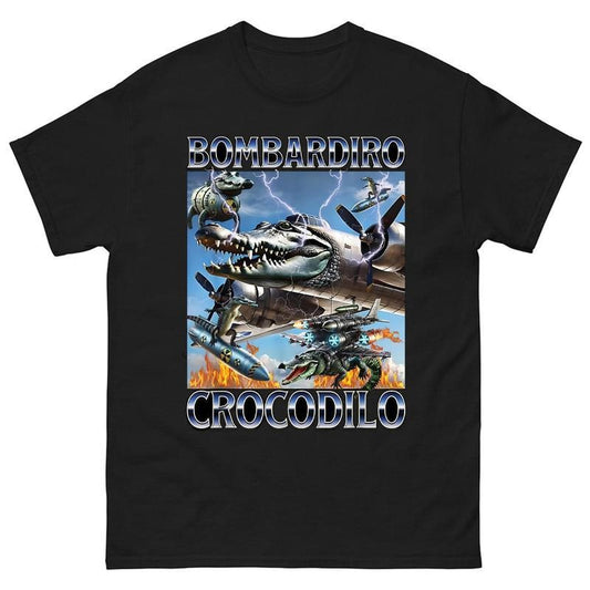 Bombardiro Crocodilo Meme T-shirt, Funny Crocodile Bomber Plane Graphic Shirt, Viral Internet Meme Tee, funny summer t-shirts, Gift for Mom, Menswear Top, women top, Gift For menswear