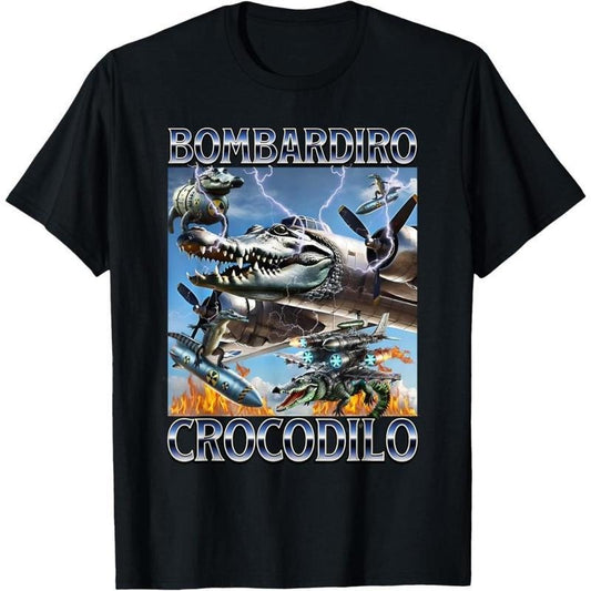 Bombardiro Crocodilo Shirt, Funny Italian Brainrot Meme T-Shirt, Crocodile Plane tshirt, Graphic Tee, Comfy and Quality, Gift for Mom, Menswear Top, women top, Gift For menswear