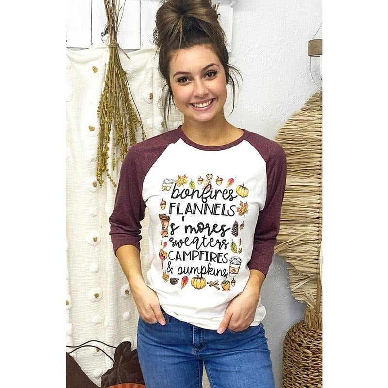 Bonfires, Flannels, and Smores Raglan