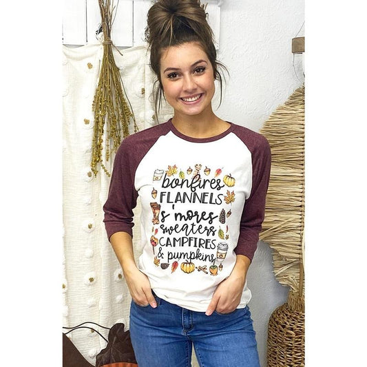 Bonfires, Flannels, and Smores Raglan