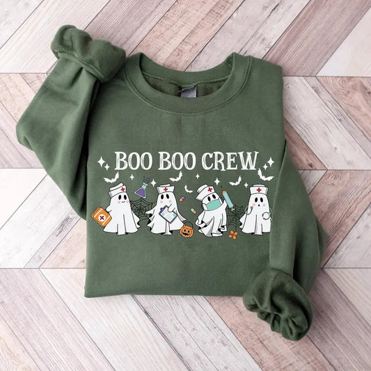 Boo Boo Crew Nurse Sweatshirt, Halloween Nurse Sweatshirt, Ghost Nurse Shirt, Funny Nurse Shirt, Nurse Crewneck Sweatshirt, Halloween Nursing Gift, Nurse Tee
