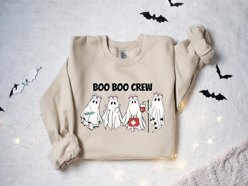 Boo Boo Crew Sweatshirt, Halloween Nurse Sweatshirt, Halloween Ghost Nurse Sweater, Spooky Nurse Shirt, Halloween Nurse Shirt, Halloween Nurse Shirt, Halloween Nursing Gift Shirt