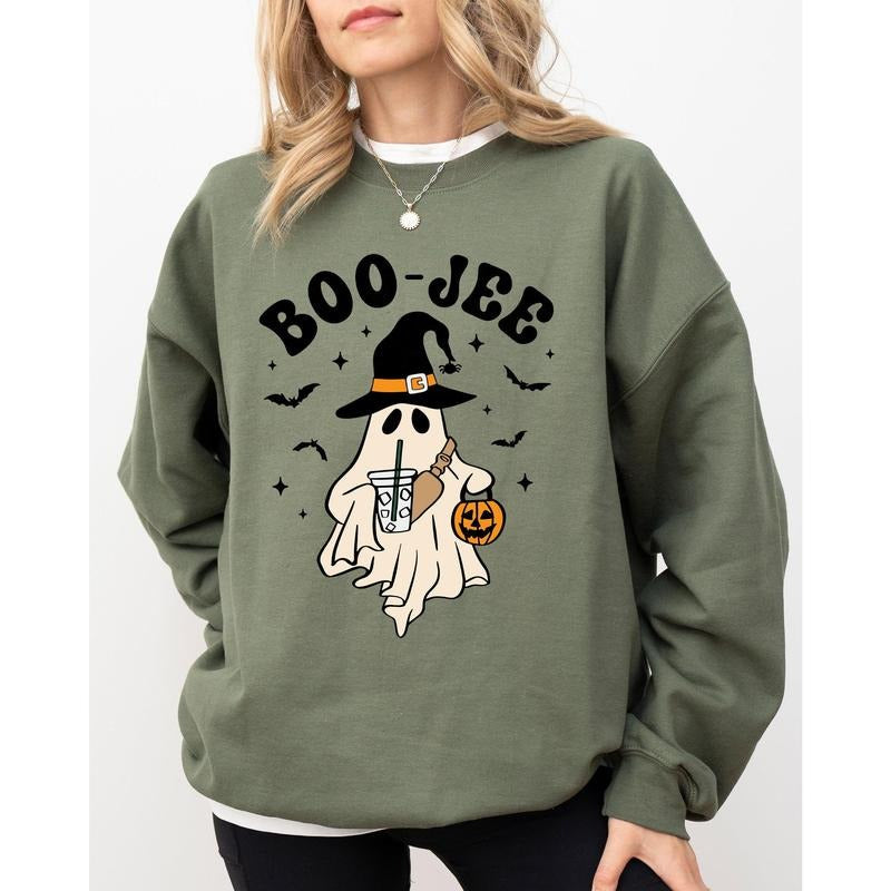 Boo-Jee, Cowboy Ghost, Western, Skeleton, Witch, Skull, Aesthetic, Meme, Halloween, Costume Sweatshirt