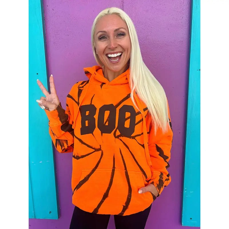 Boo Orange Twist Tie-Dye Hoodie