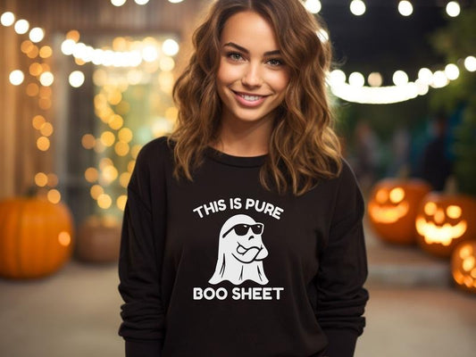 Boo Sheet Shirt This Is Pure Boo Sheet Funny Halloween Halloween Sweatshirt Funny Halloween Ghost Shirt Halloween Party Boo Ghost TK43GN