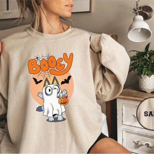 Booey Halloween Shirt, Cute Bluey Ghost T-Shirt, Funny Spooky Season Tee, Cartoon Dog Halloween Shirt, Trick or Treat Bluey Shirt