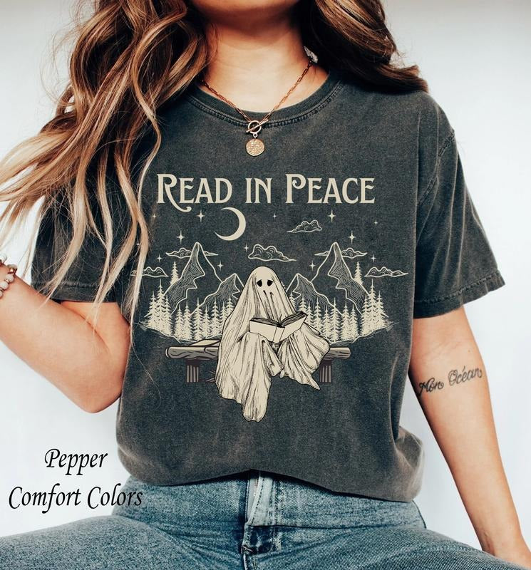 Book Lover Halloween Shirt, Funny Ghost Book Nerd, Teacher Halloween Gift, Librarian , Ghost Book Lover, Funny Halloween Spooky Season Shirt