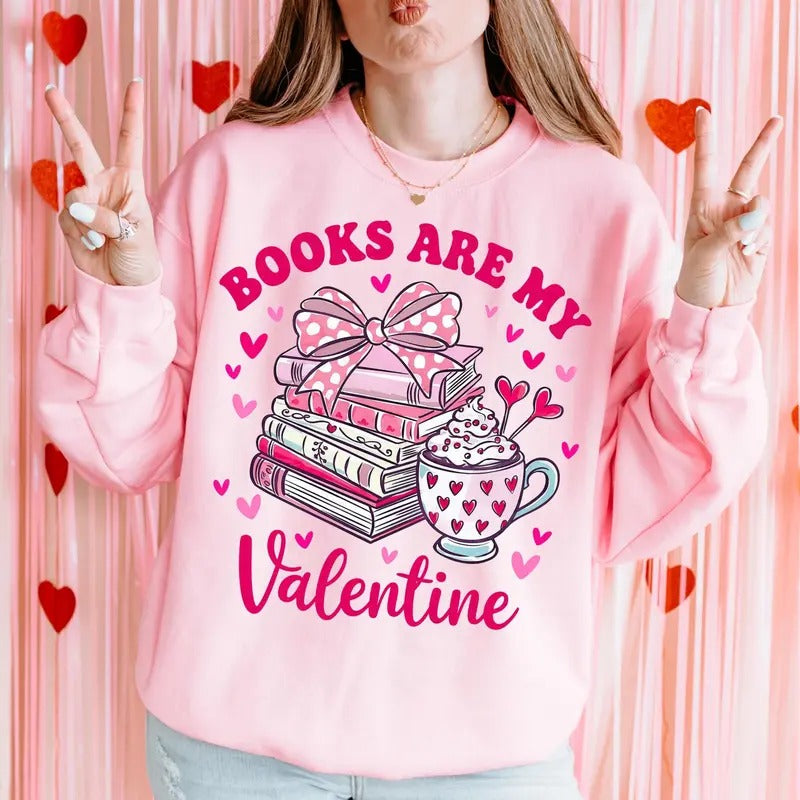 Book Lover Sweatshirt, XOXO Reading T-Shirt, Bookish Valentine Crewneck - Fabric, Cotton Hoodie | WearSparks.com