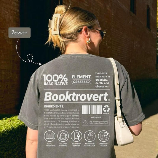 Booktrovert Nutrition Facts Shirt, Funny Bookish Sweatshirt, Bookworm Minimalist Outfit, Book Lover & Book Club Shirt
