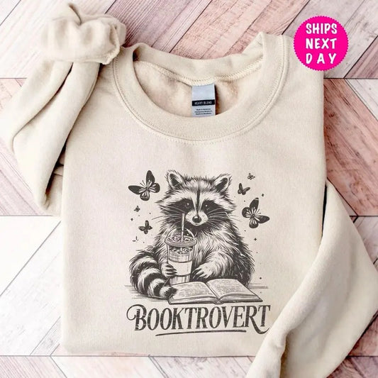 Booktrovert Sweatshirt, Book Lover Shirt, Reading Sweater, Reading Shirt, Raccoon Sweatshirt, Funny Raccoon Sweater, Bookish Sweatshirt