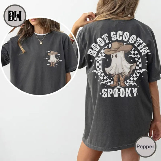 Boot Scoot Spooky Shirt, Western Ghost Shirt, Halloween Shirt, Retro Halloween Shirt, Cowboy Ghost Shirt, Vintage Ghost Halloween