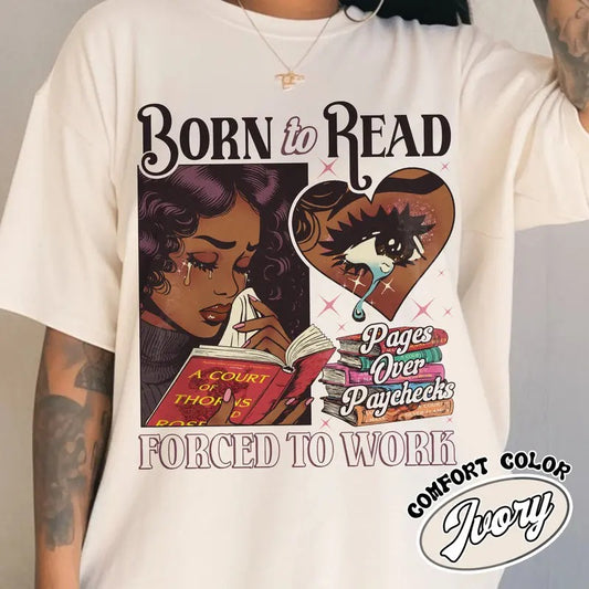 Born To Read Bookish Comfort Colors Shirt, Black Girl Reader Shirt, Bookish Gift for Her, Dark Romance, Smut Shirt Gift Booktok, Sjm Book Shirt