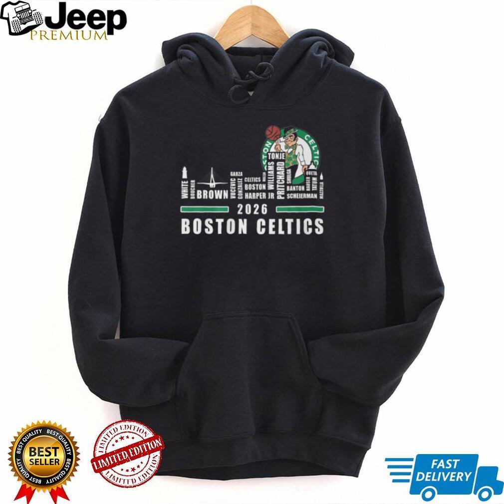 Boston Celtics 2026 Team Roster Skyline Basketball Fan T Shirt