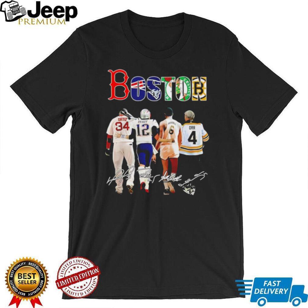 Boston City of Champions Legends Ortiz Brady Russell Orr Signatures T Shirt