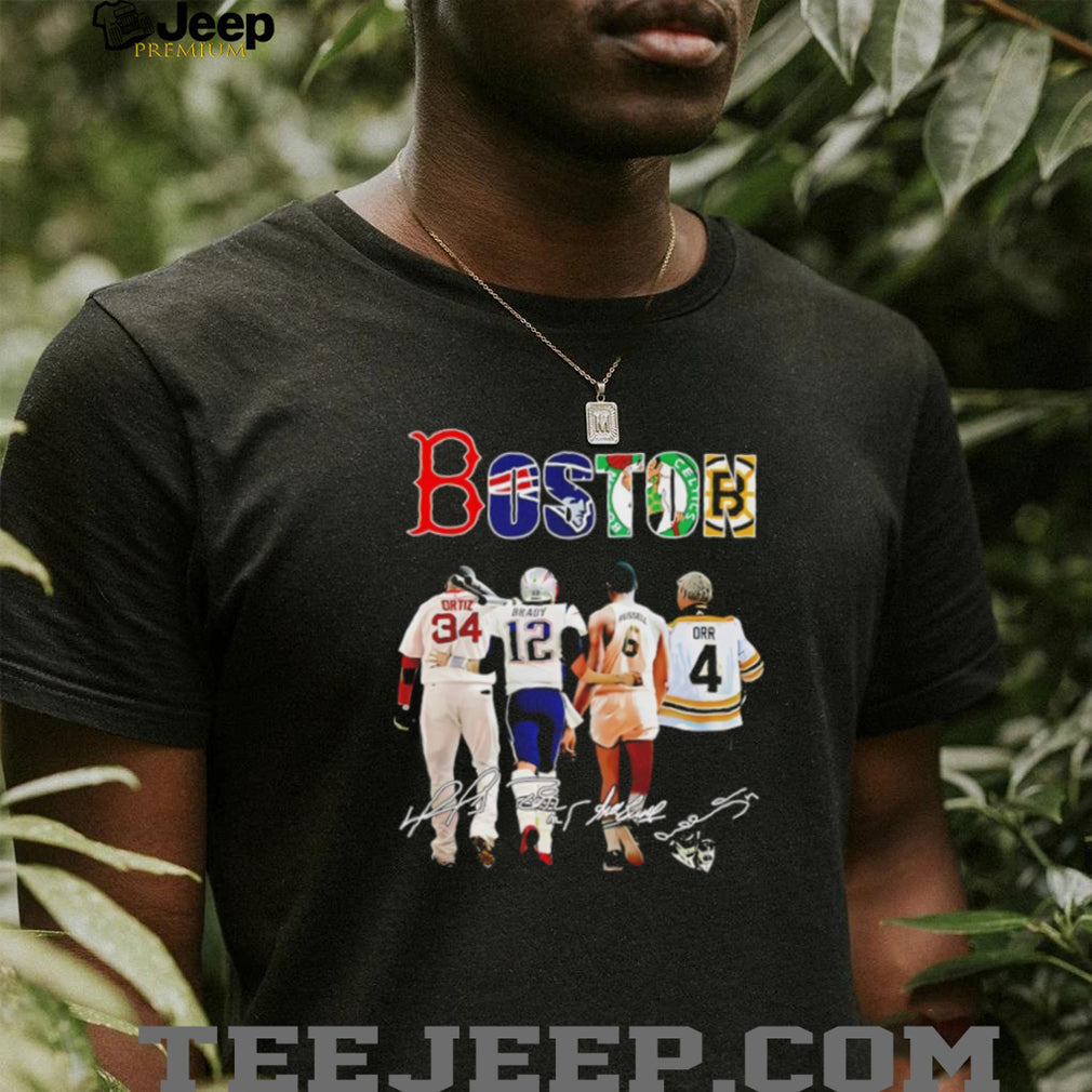 Boston City of Champions Legends Ortiz Brady Russell Orr Signatures T Shirt