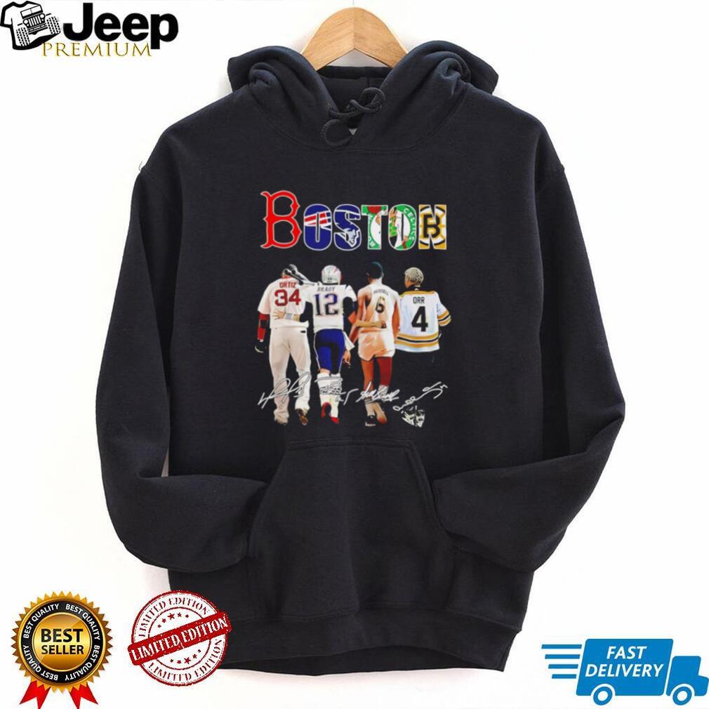 Boston City of Champions Legends Ortiz Brady Russell Orr Signatures T Shirt