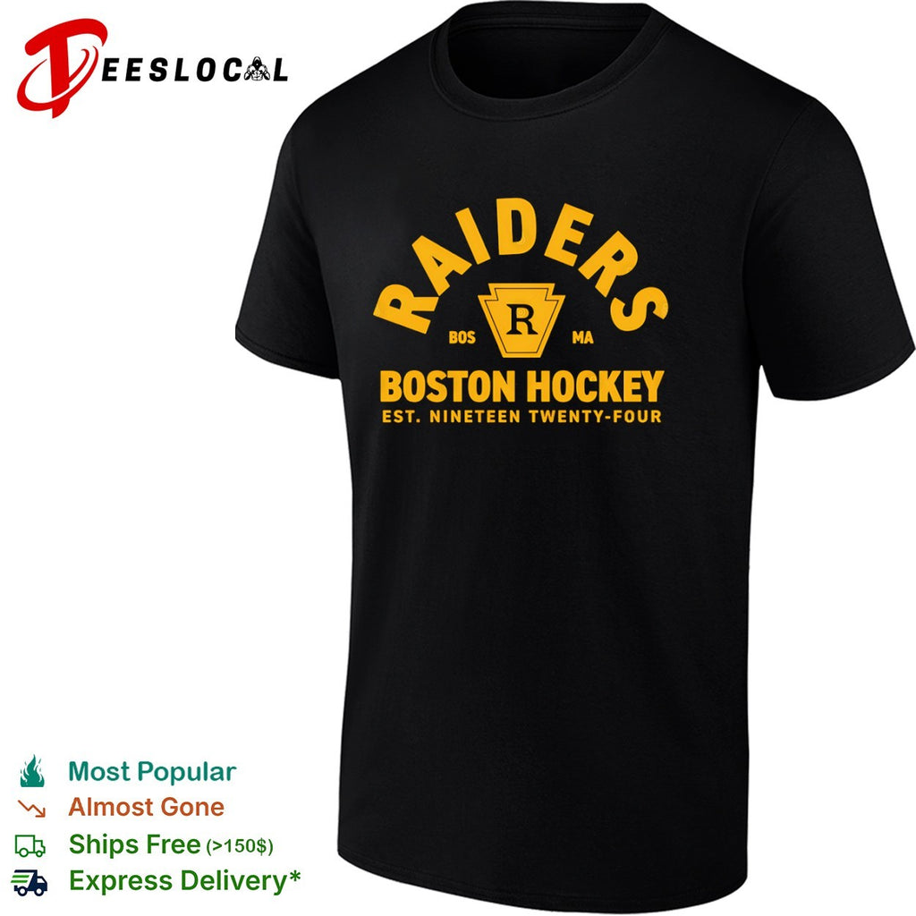 Boston Hockey Raiders Bos MA est nineteen twenty four shield shirt