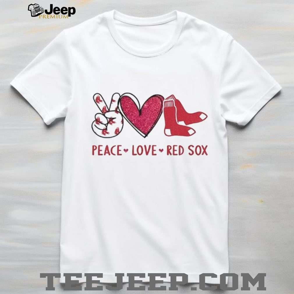 Boston Red Sox Peace Love Red Sox Baseball Logo T Shirt