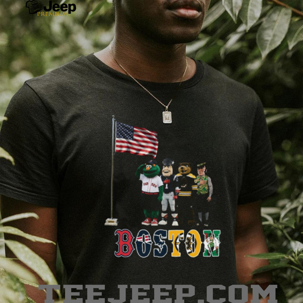 Boston Sports Mascots American Flag Salute Patriotic Coffee T Shirt