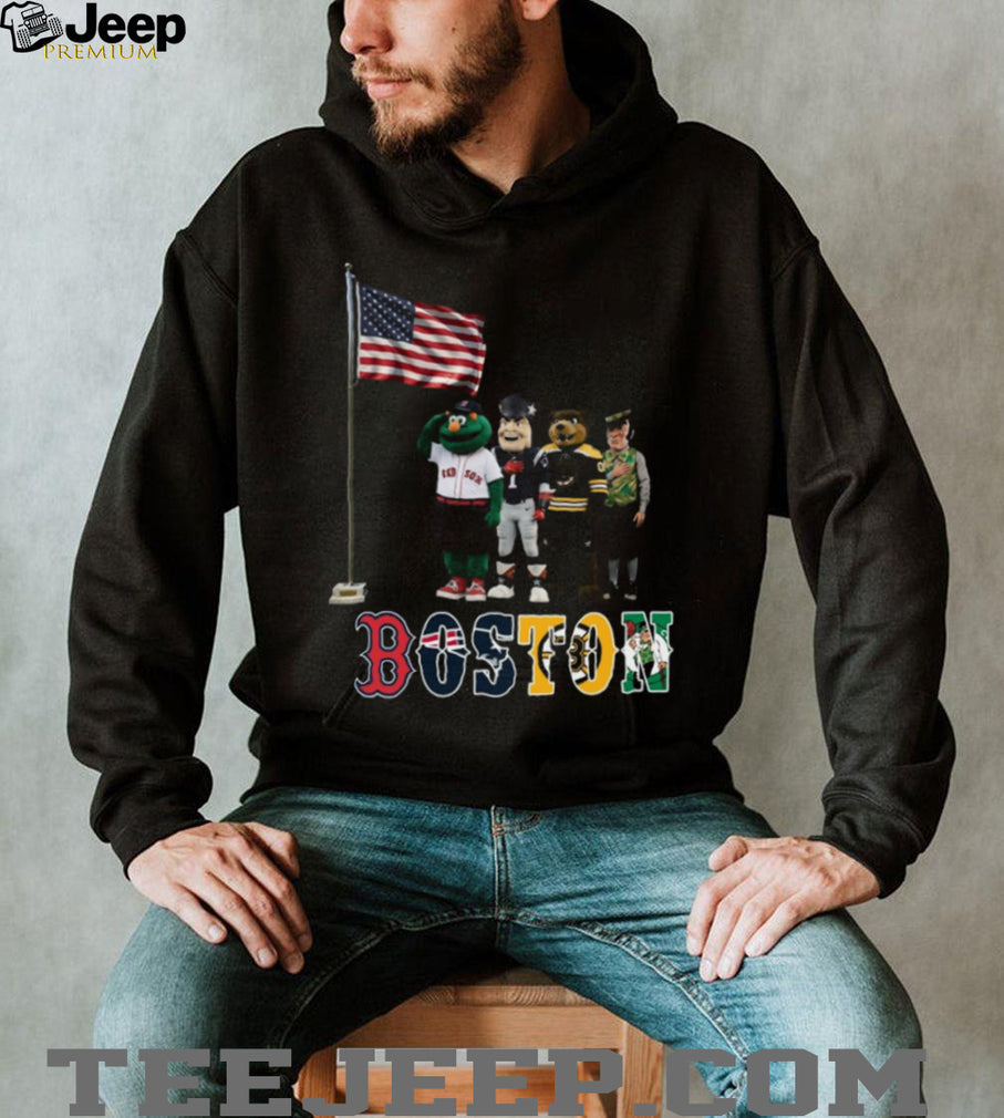 Boston Sports Mascots American Flag Salute Patriotic Coffee T Shirt