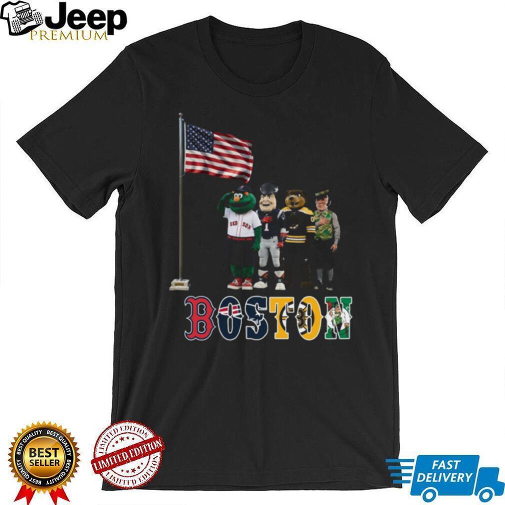 Boston Sports Mascots American Flag Salute Patriotic Coffee T Shirt