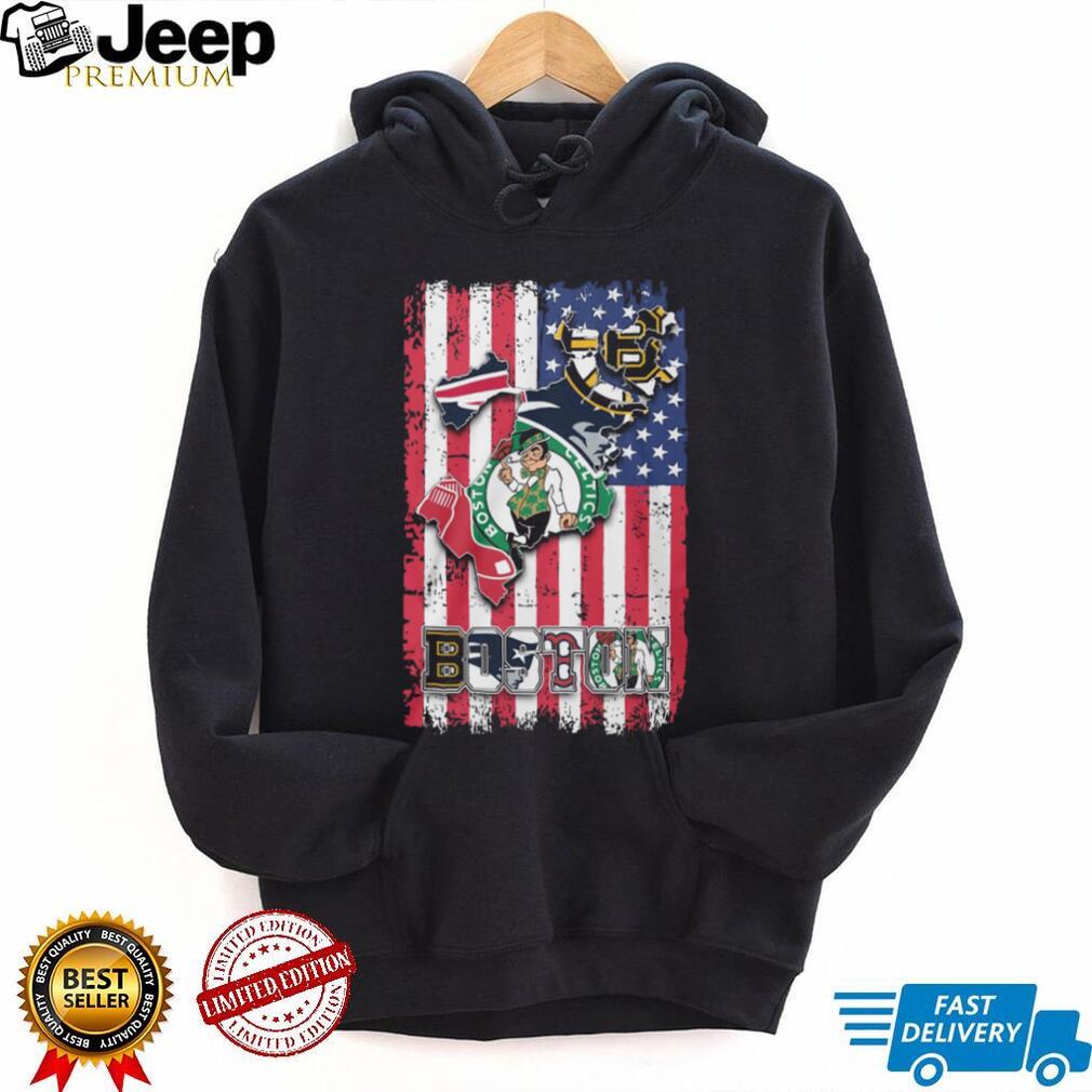 Boston Sports Teams City of Champions Patriots Celtics Bruins Red Sox Flag T Shirt