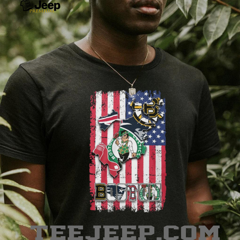 Boston Sports Teams City of Champions Patriots Celtics Bruins Red Sox Flag T Shirt