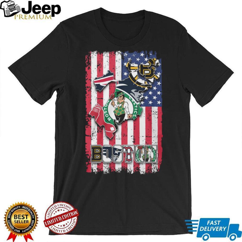 Boston Sports Teams City of Champions Patriots Celtics Bruins Red Sox Flag T Shirt
