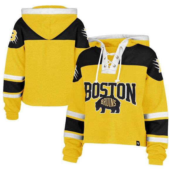 Boston Bruins 2026 Gold Cropped Lacer Hoodie