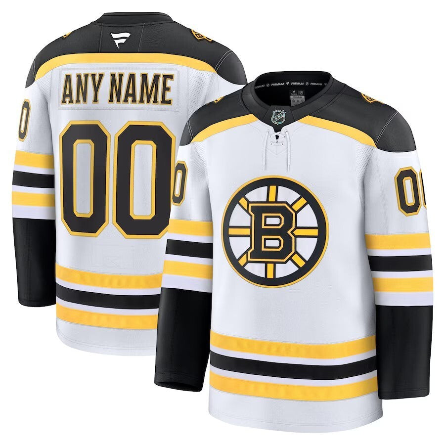 Boston Bruins Fanatics Away Premium Custom Jersey - White Style 2