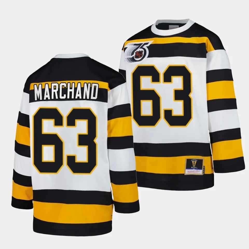 Boston Bruins #63 Brad Marchand White 1991 Throwback Jersey Mitchell Ness