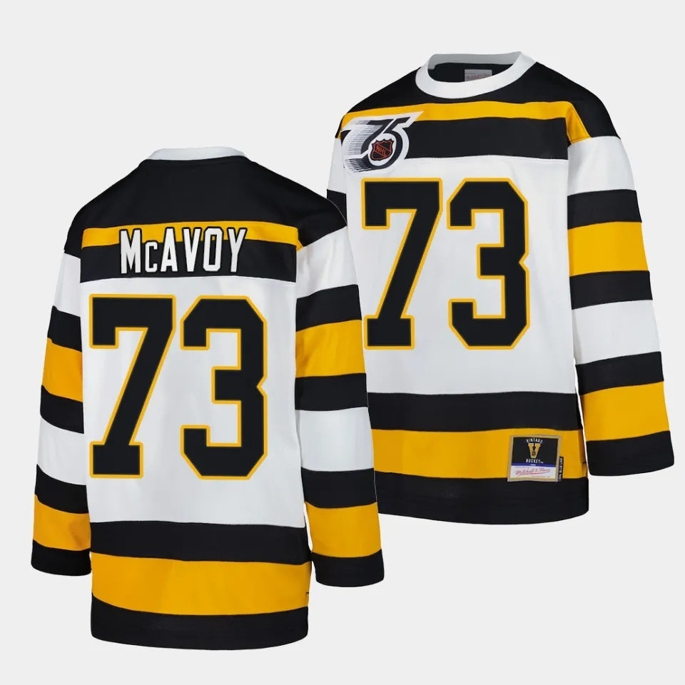Boston Bruins #73 Charlie McAvoy White 1991 Throwback Jersey Mitchell Ness
