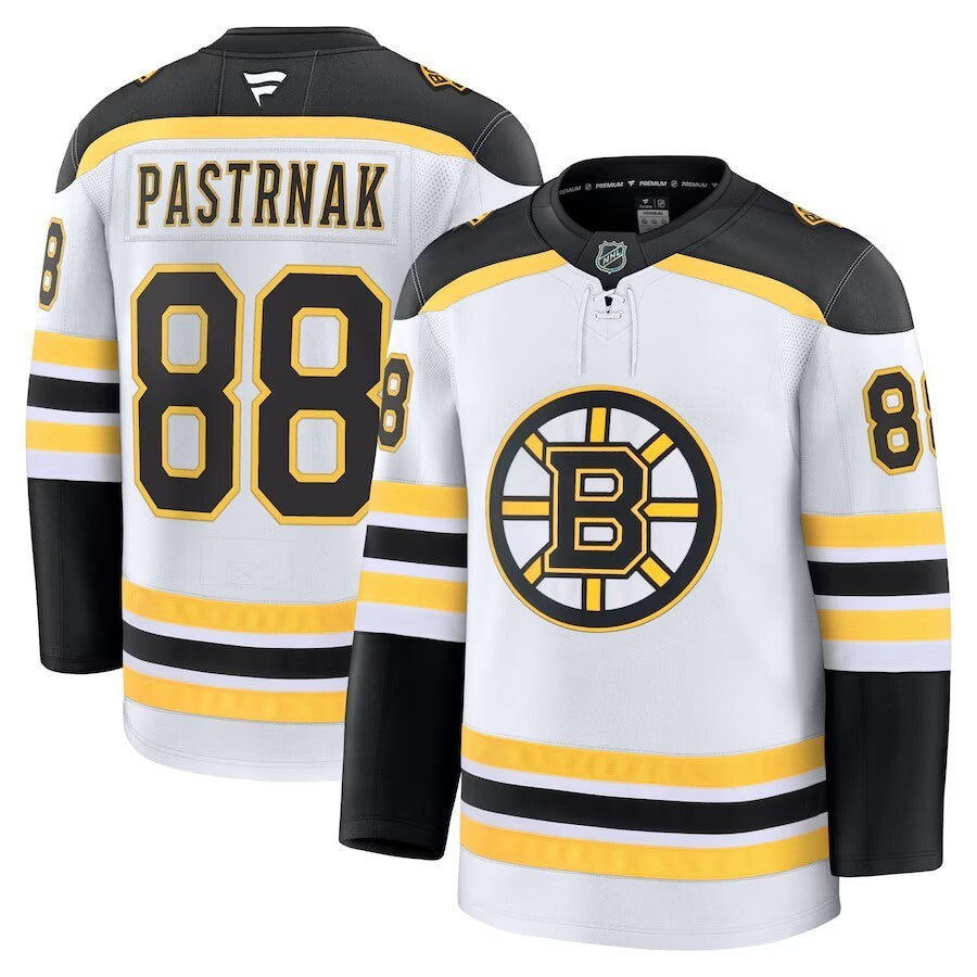 Boston Bruins #88 David Pastrnak Away Premium Jersey - White
