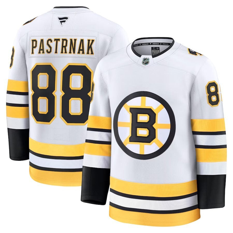 Boston Bruins #88 David Pastrnak Away Premium Player Jersey - White