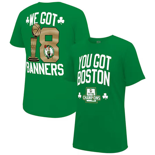 Boston Celtics Kelly Green 2024 Finals Champions 18 Banners T-Shirt