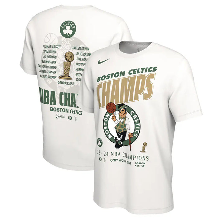 Boston Celtics White 2024 Finals Champions Celebration Roster T-Shirt