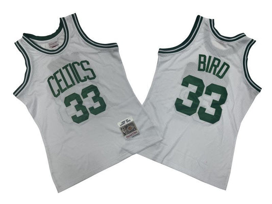 Boston Celtics #33 Larry Bird Celtics 33 # White 85-86 Season Mitchell Retro Jersey -- Larry . Bird Style 1