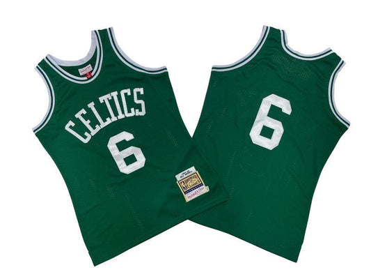 Boston Celtics #6 Bill Russell Celtics 6 # Green 67-68 Season Mitchell Retro Jersey -- Bills Style 1