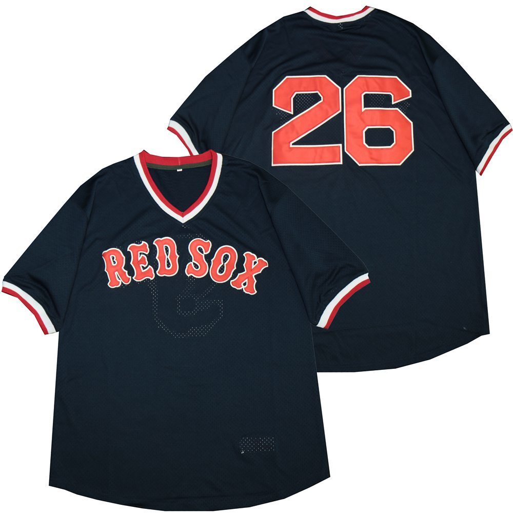 Boston Red Sox #26 Wade Boggs Red Sox 9 Blue Pullover BP Edition Retro